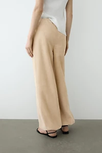 Suede leather sarouel trousers