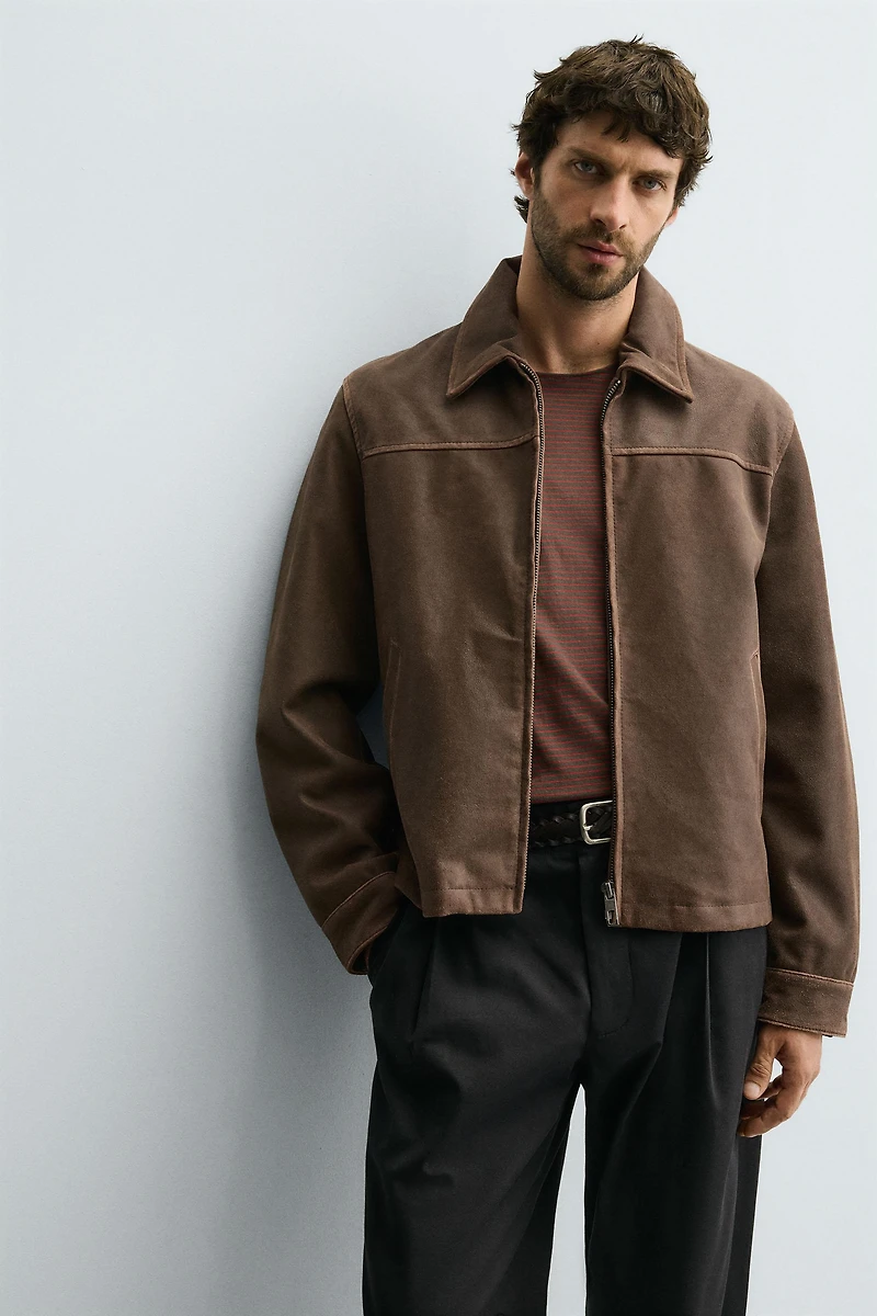 CROPPED FIT LEATHER JACKET