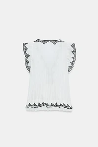 ZW COLLECTION CONTRAST EMBROIDERED TOP