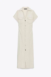 RUCHED WAIST MIDI DRESS