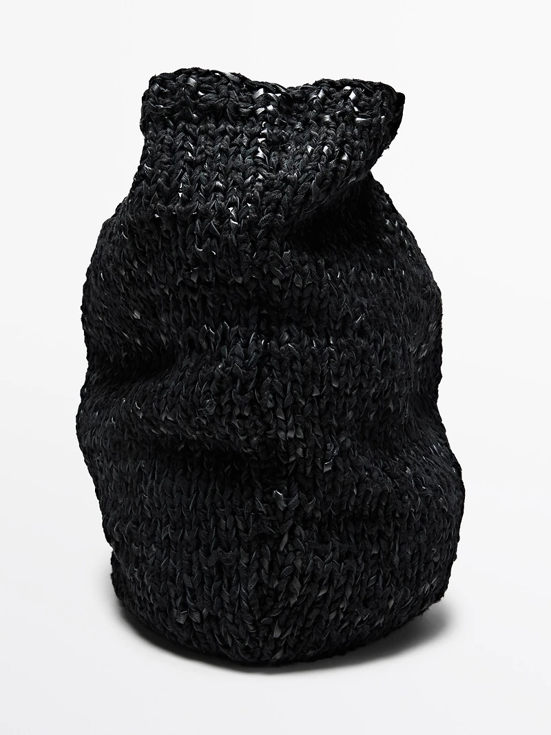 Large crochet knit leather bag - LIMITED