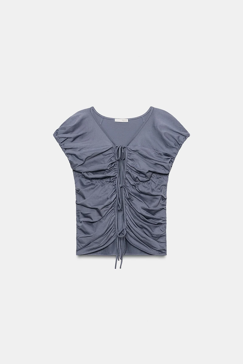 RUCHED TIE TOP