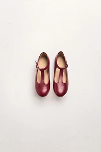 T-STRAP LEATHER BALLET FLATS