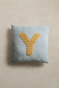 CHILDREN'S EMBROIDERED LETTER Y THROW PILLOW