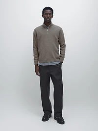 Mock neck knit sweater with zip
