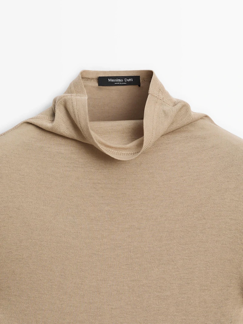 Long sleeve lyocell and wool blend T-shirt