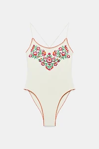 EMBROIDERED FLORAL SWIMSUIT