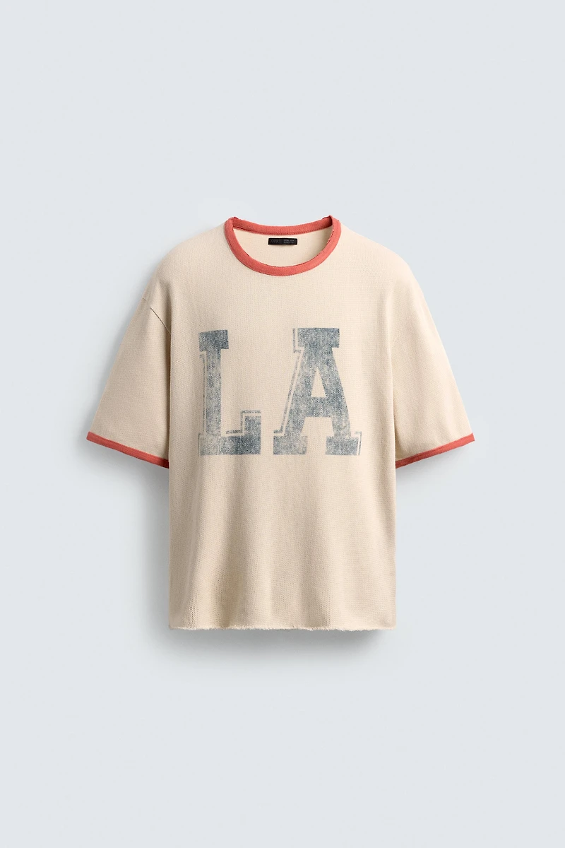 T-SHIRT EN MAILLE IMPRIMÉ DÉLAV