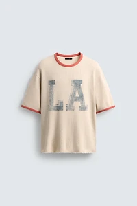 T-SHIRT EN MAILLE IMPRIMÉ DÉLAV