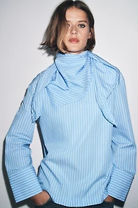 ZW COLLECTION STRIPED MULTI-POSITION SCARF SHIRT