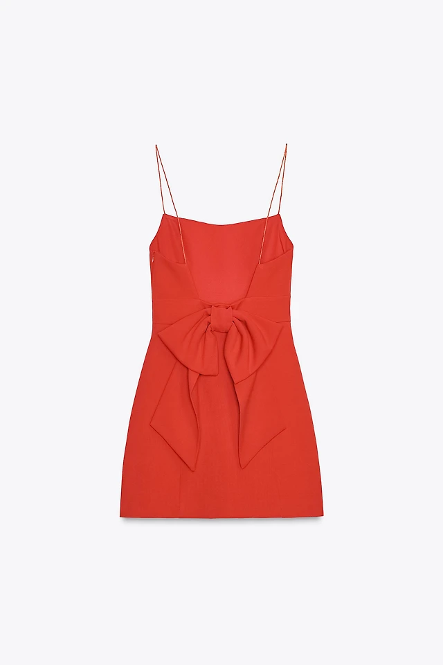 Zara STRETCH SHORT BOW DRESS | Place Rosemre