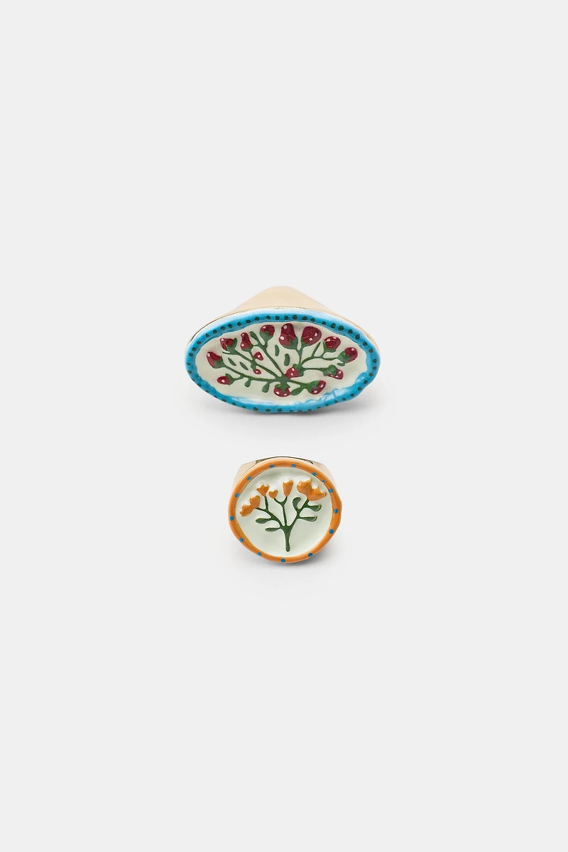 2-PACK OF GEOMETRIC FLOWER RINGS