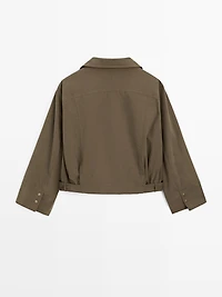 Veste avec ceinture en coton mélangé