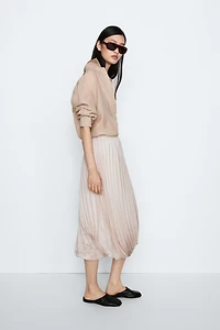 Pleated Bubble Hem Midi Skirt - STUDIO