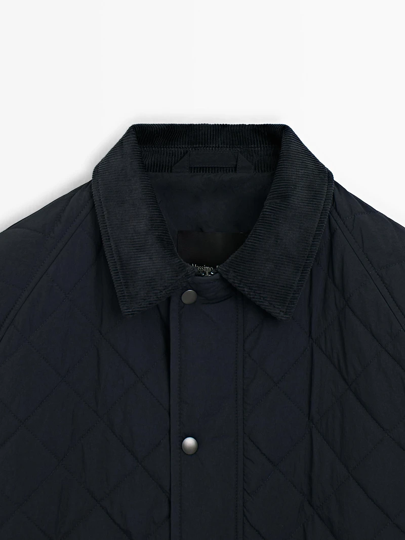 Veste matelassée col en velours côtelé