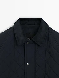 Veste matelassée col en velours côtelé