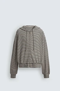 SWEAT JACQUARD RAYURES ZIP CAPUCHE