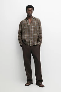 100% linen regular fit check shirt