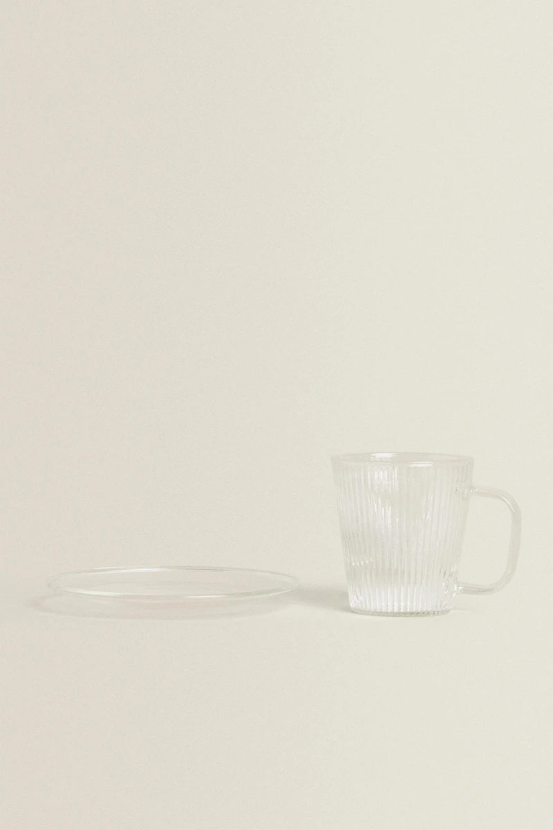 BOROSILICATE GLASS COFFEE CUP AND SAUCER
