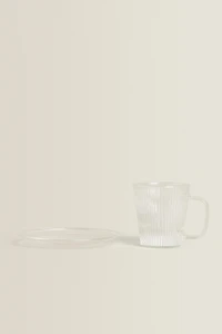 BOROSILICATE GLASS COFFEE CUP AND SAUCER