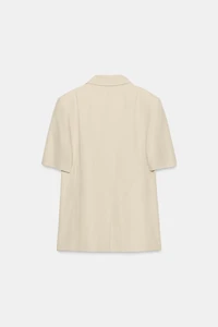 SHORT SLEEVE LINEN BLEND DOUBLE BREASTED BLAZER