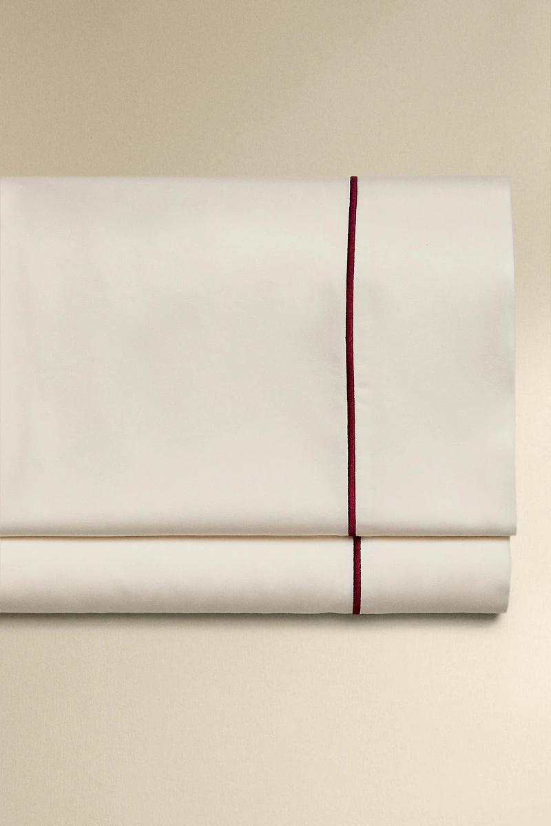 SATEEN FLAT SHEET WITH EMBROIDERED EDGE