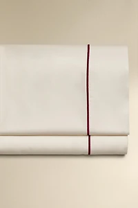 SATEEN FLAT SHEET WITH EMBROIDERED EDGE