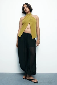 CREPE SURPLICE TOP