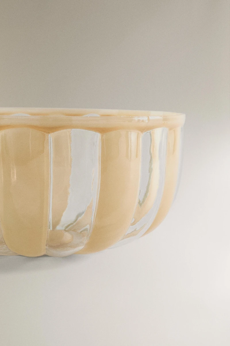 STRIPED GLASS SALAD BOWL