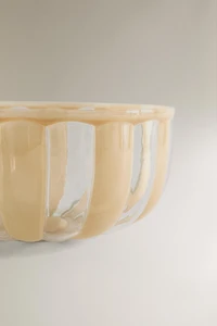 STRIPED GLASS SALAD BOWL