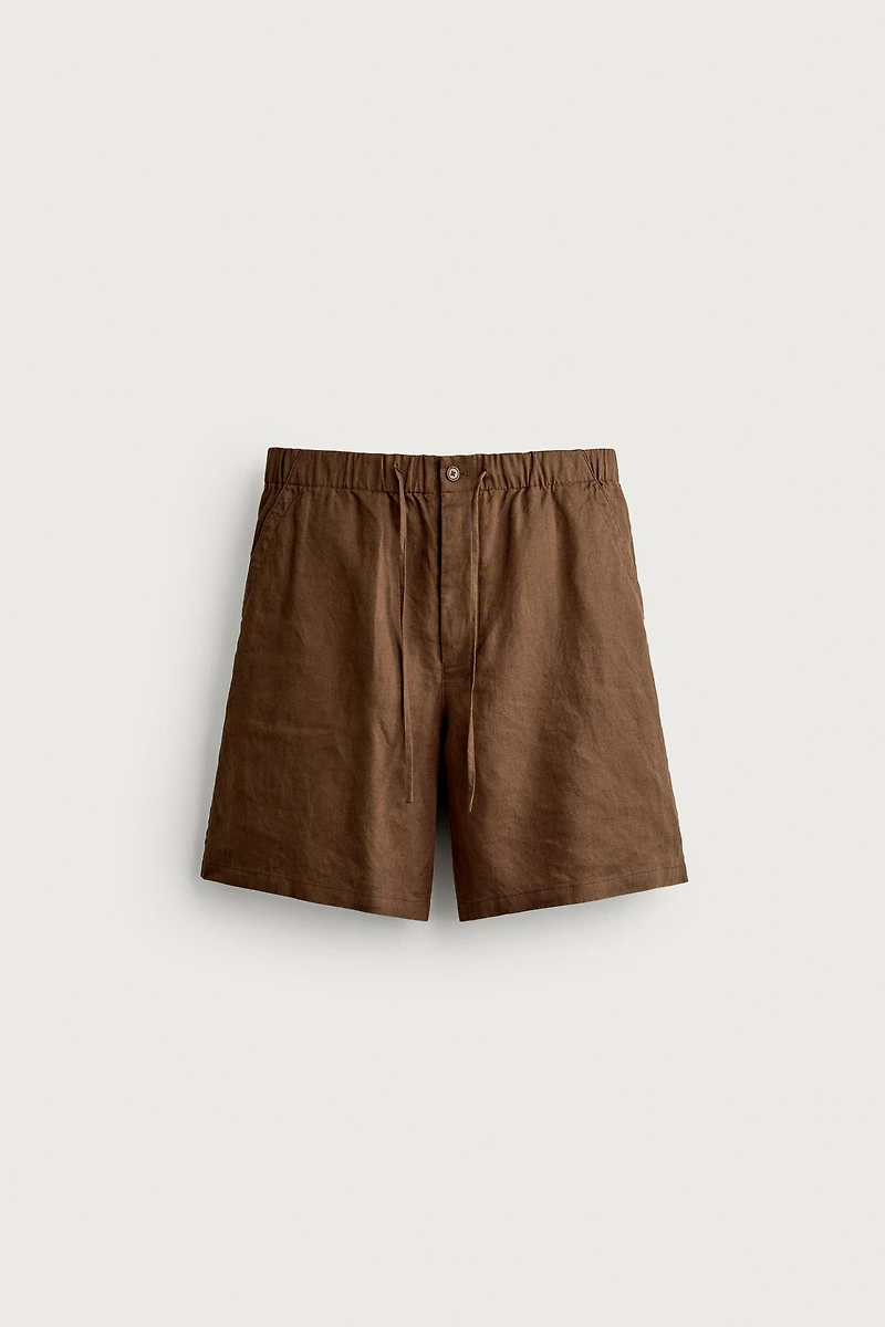 100% LINEN RELAXED FIT SHORTS