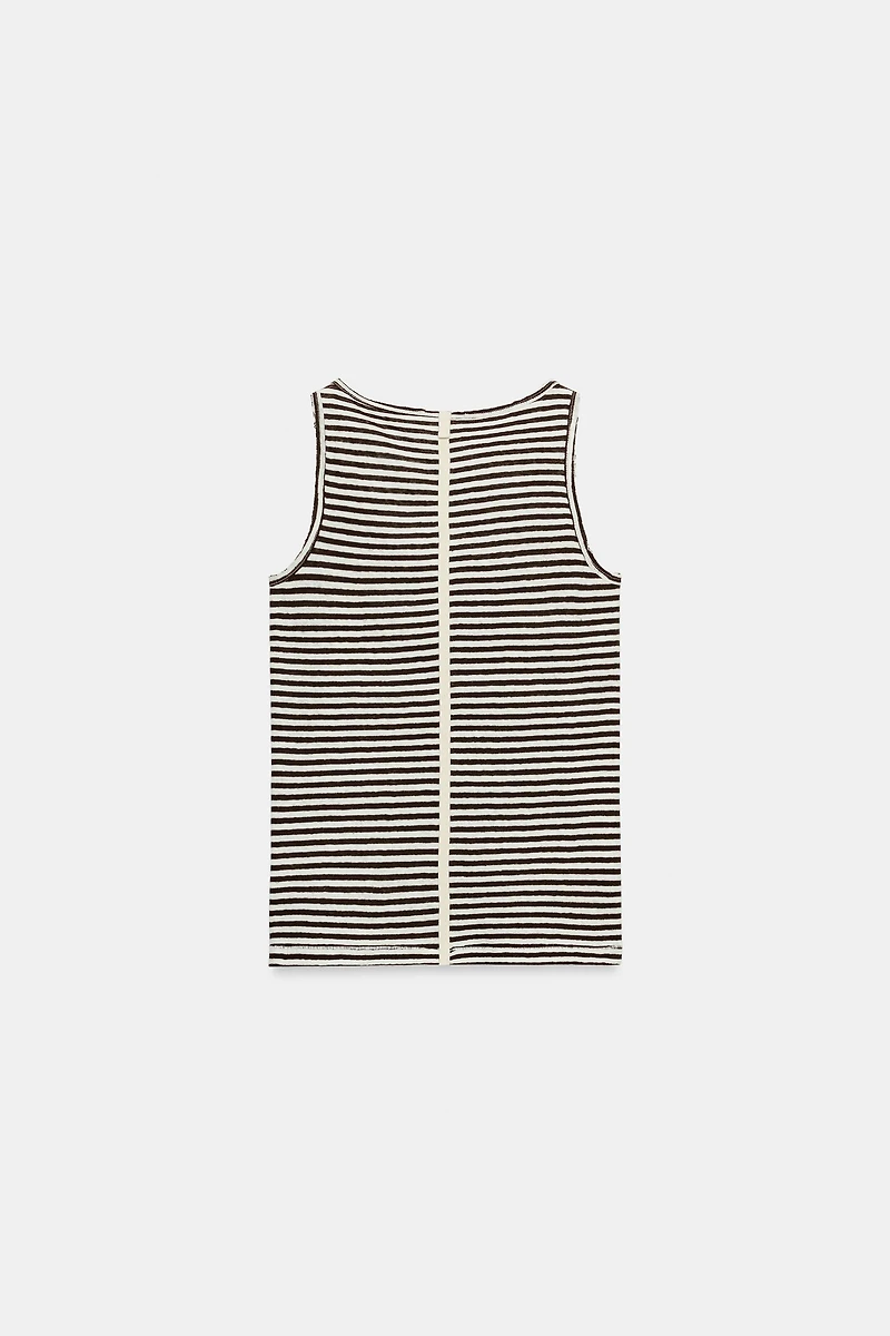 STRIPED COTTON AND LINEN TOP