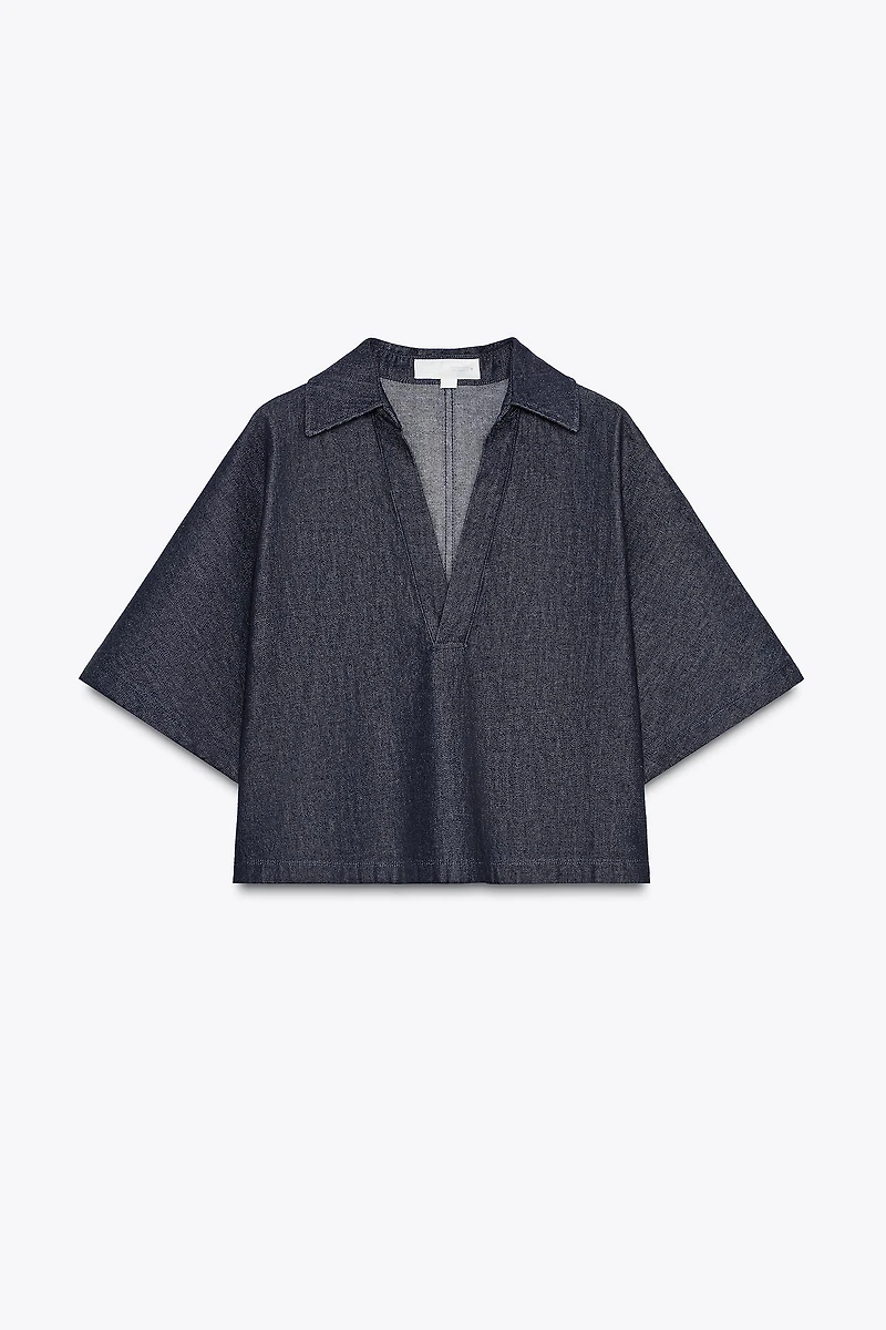 TRF DENIM POLO COLLAR SHIRT