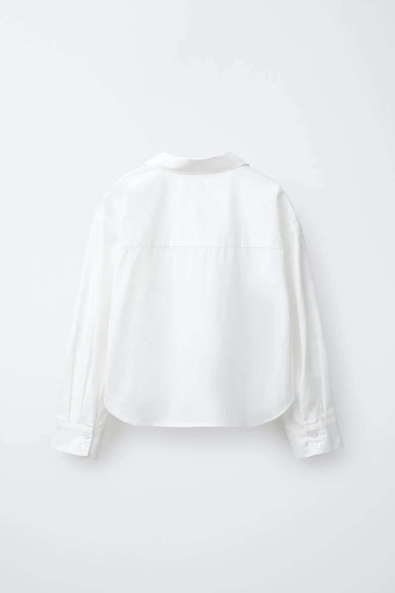 CROPPED SHIRT WITH JEWEL BOWS