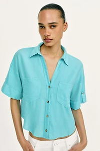 LINEN BLEND SHORT SHIRT