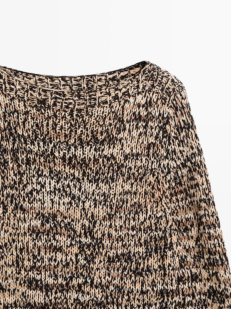 Mouliné cotton blend knit sweater