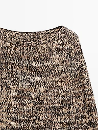 Mouliné cotton blend knit sweater