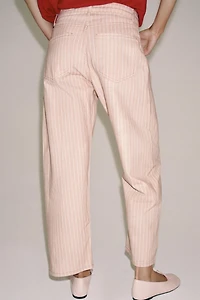 ZW COLLECTION MID-RISE STRIPED RELAXED STRAIGHT ANKLE JEANS