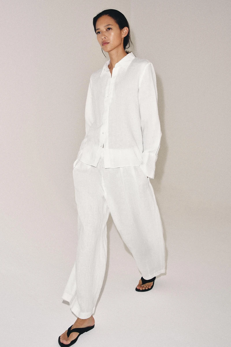 PANTALON À PLIS 100 % LIN ZW COLLECTION