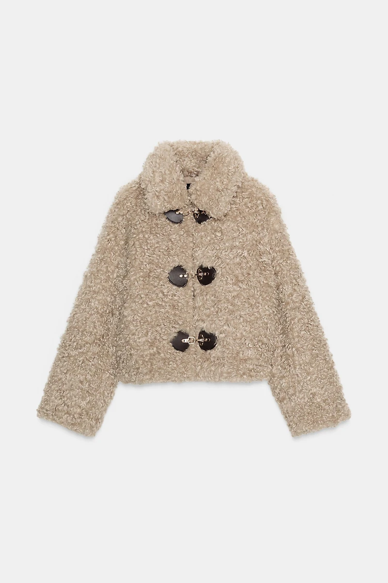 FAUX FUR JACKET WITH FIREMAN CLASPS