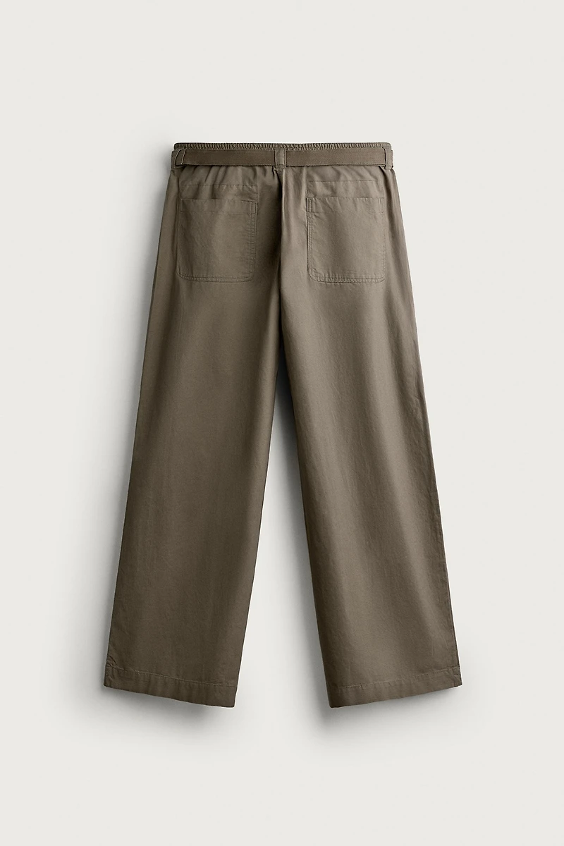 RELAXED FIT BELTED PANTS