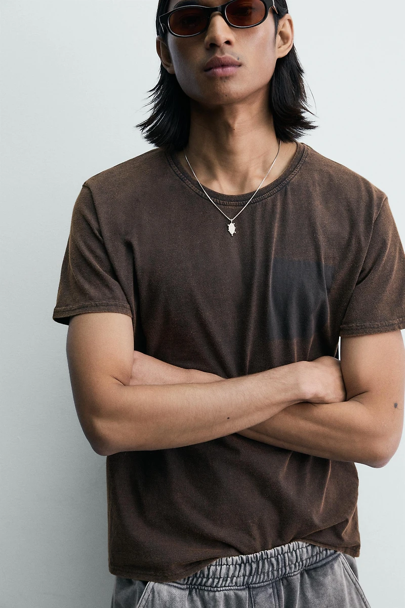 WASHED TEXT PRINT T-SHIRT