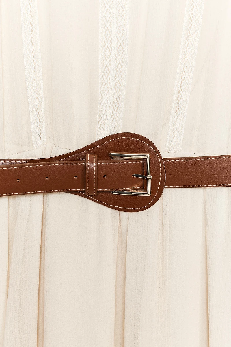 BELTED COTTON GAUZE DRESS
