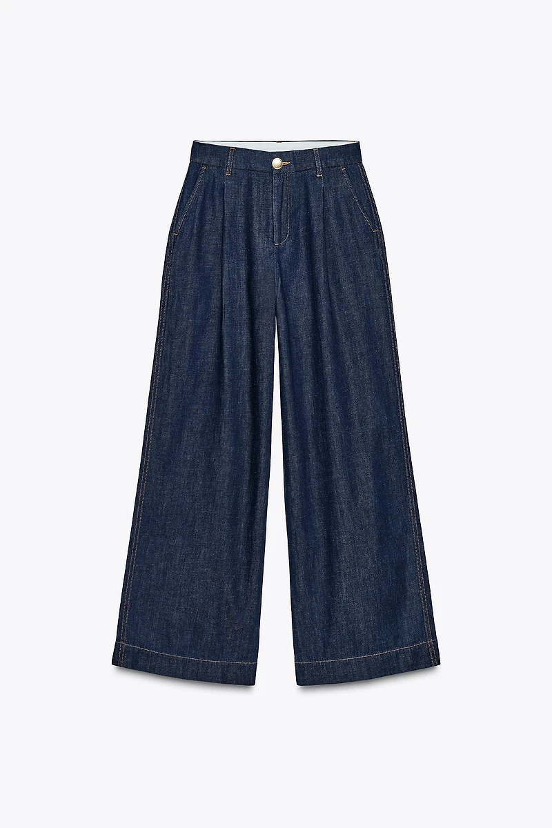 PANTALON WIDE LEG EFFET DENIM