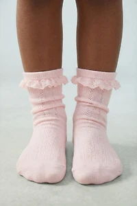 TWO-PACK OF LACE-TRIMMED ANKLE SOCKS
