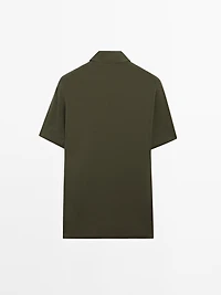 Textured short sleeve polo shirt