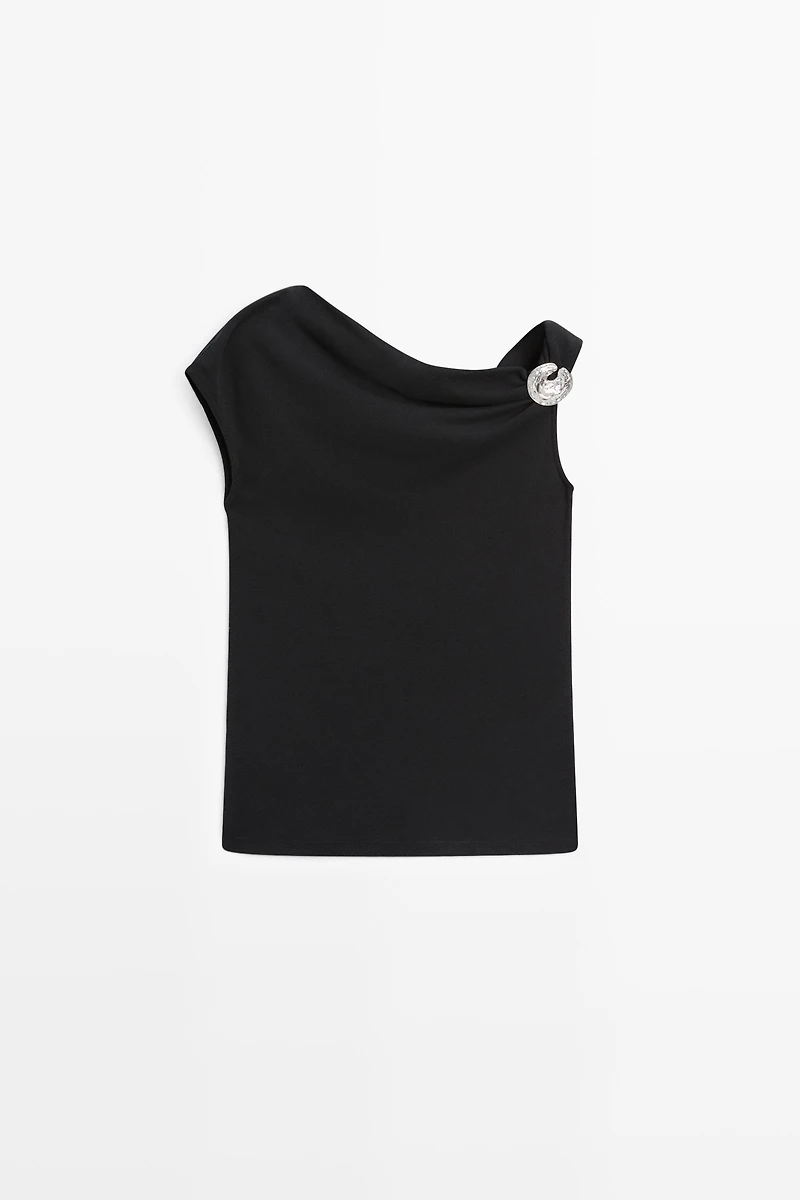 Top asymétrique détail bijou