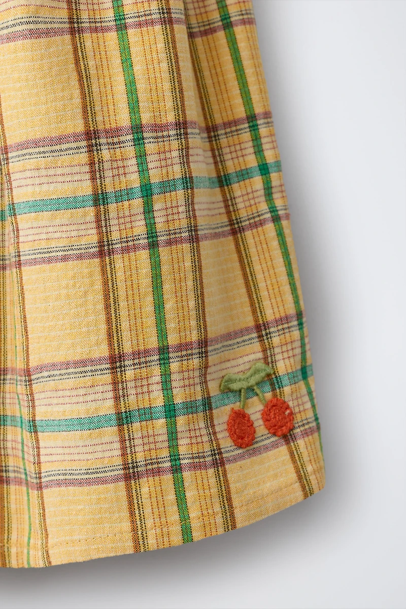 EMBROIDERED PLAID TEXTURE DRESS