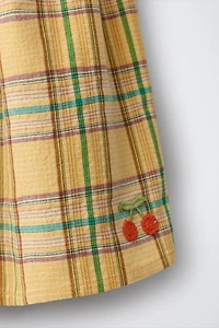 EMBROIDERED PLAID TEXTURE DRESS