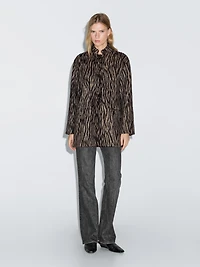 Wool blend animal print coat